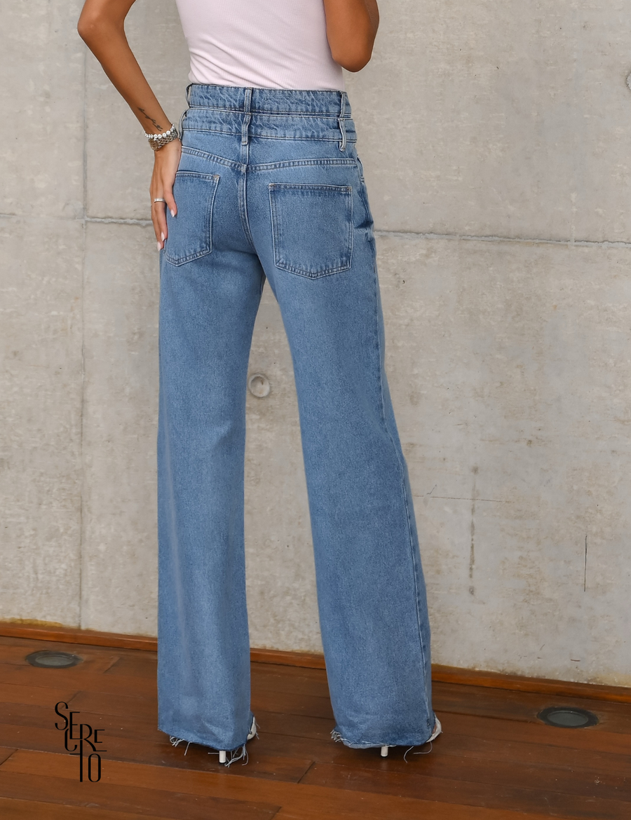 Calça Jeans Cós Duplo Bia Azul