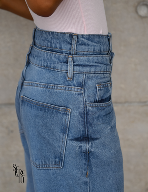 Calça Jeans Cós Duplo Bia Azul