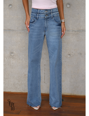 Calça Jeans Cós Duplo Bia Azul