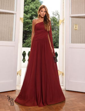 Vestido Longo Um Ombro Brenda Vinho