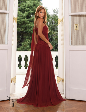 Vestido Longo Um Ombro Brenda Vinho