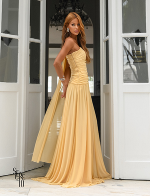 Vestido Longo Um Ombro Brenda Camomila