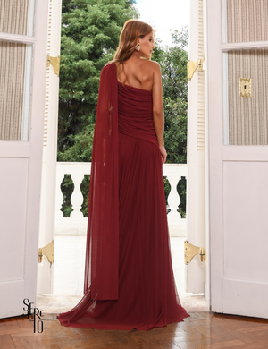 Vestido Longo Um Ombro Brenda Vinho