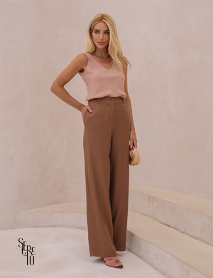 Calça Visco Linho Tamiris Café