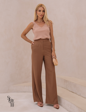 Calça Visco Linho Tamiris Café