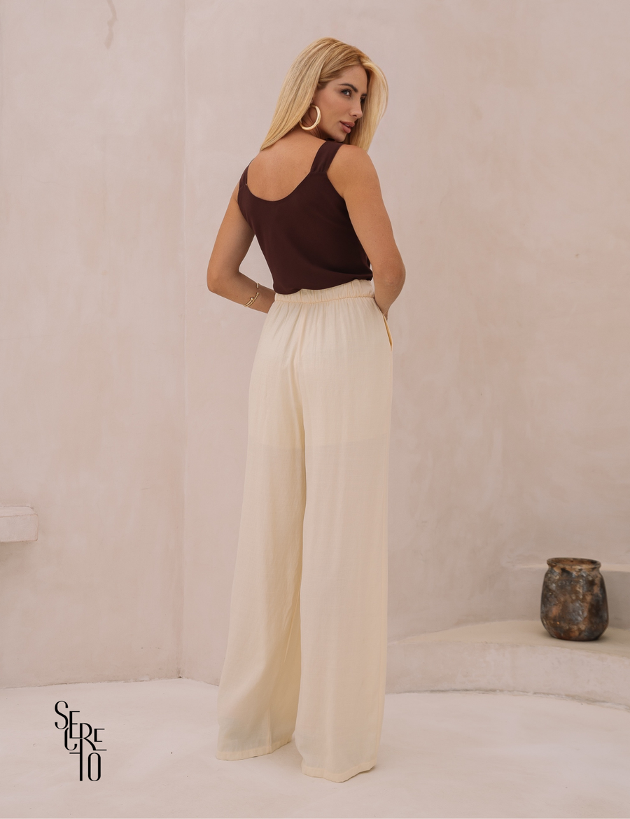 Calça Visco Linho Tamiris Bege
