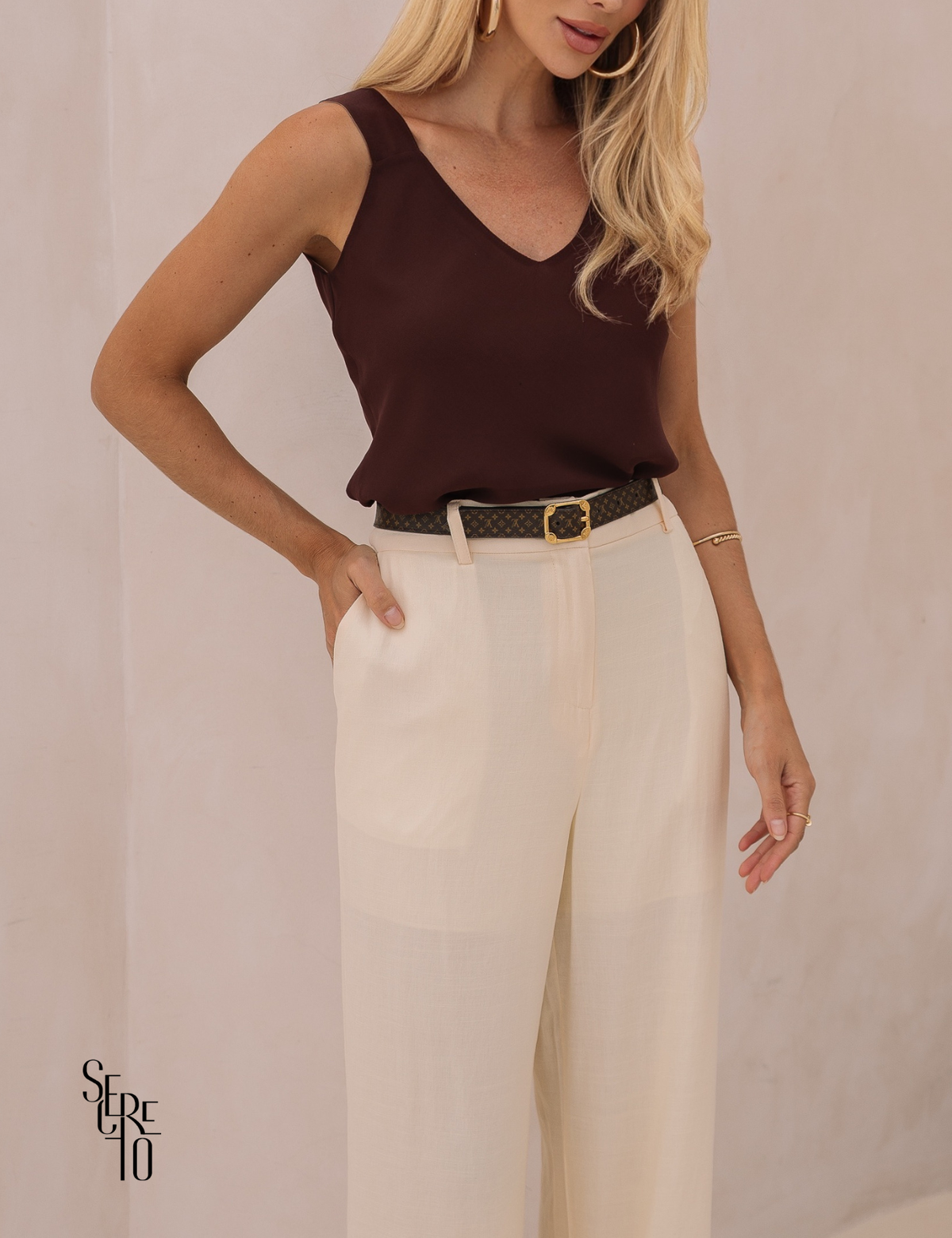 Calça Visco Linho Tamiris Bege