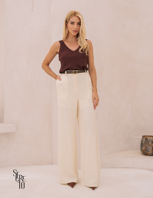 Calça Visco Linho Tamiris Bege
