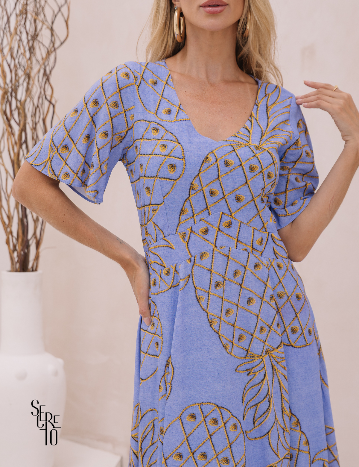 Vestido Curto Estampado Maira Azul