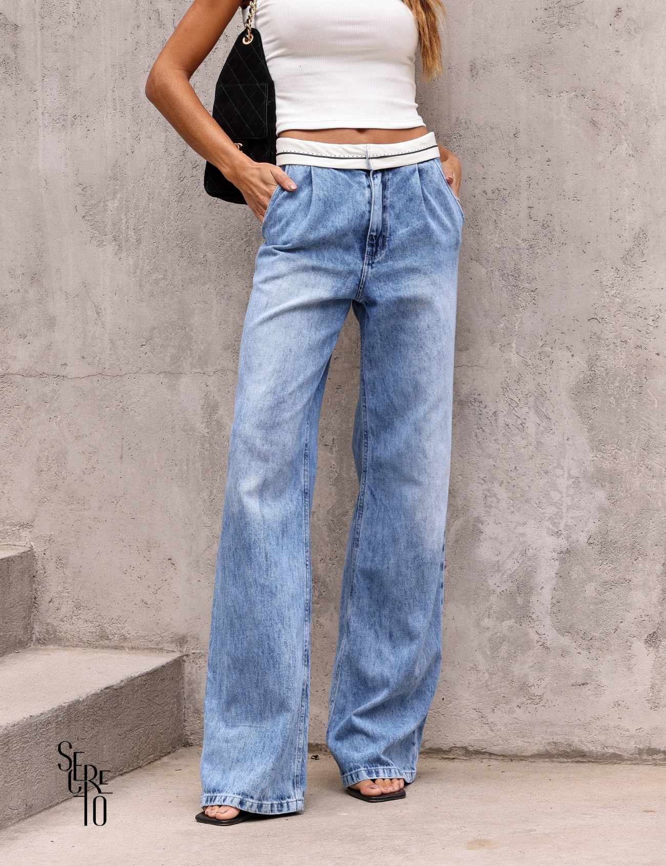 Calça Wide Leg Kaya Jeans Claro
