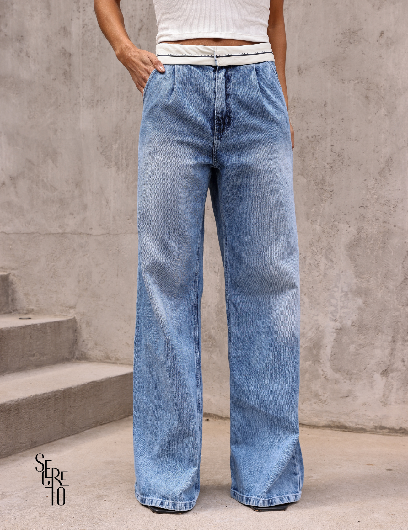 Calça Wide Leg Kaya Jeans Claro