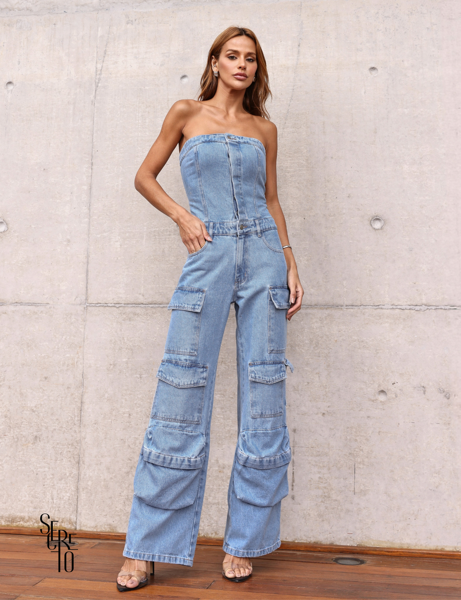 Macacão Jeans Dewi Azul