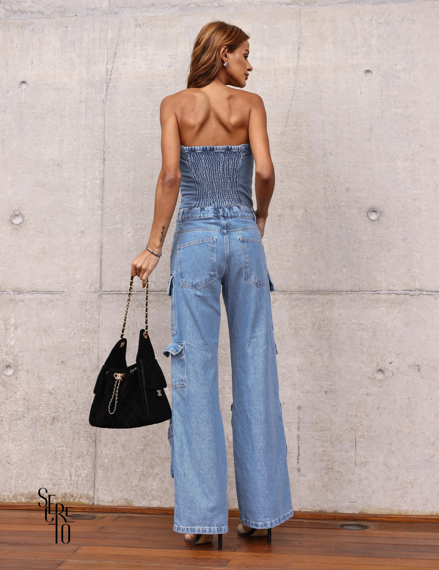 Macacão Jeans Dewi Azul