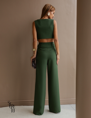 Conjunto Regata e Calça Alfaiataria Tayane Verde Militar