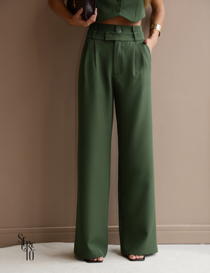 Conjunto Regata e Calça Alfaiataria Tayane Verde Militar