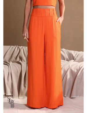 Conjunto Regata e Calça Relevo Marcela Laranja