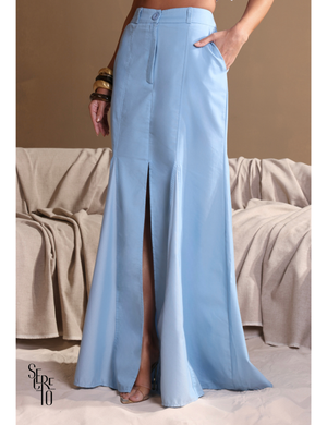 Conjunto Regata e Saia Bicolor Adriana Azul Claro