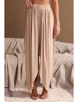 Conjunto Blusa e Calça Franzido Angelina Areia