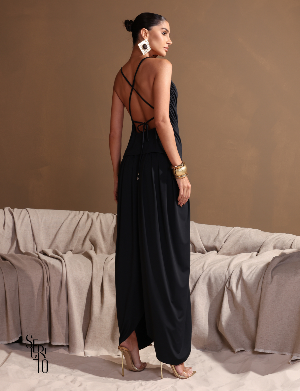 Conjunto Blusa e Calça Franzido Angelina Preto