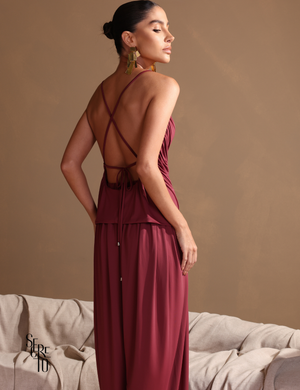 Conjunto Blusa e Calça Franzido Angelina Bordô