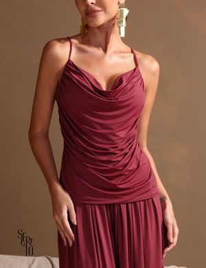 Conjunto Blusa e Calça Franzido Angelina Bordô