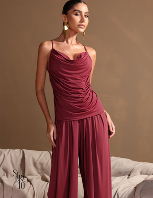 Conjunto Blusa e Calça Franzido Angelina Bordô