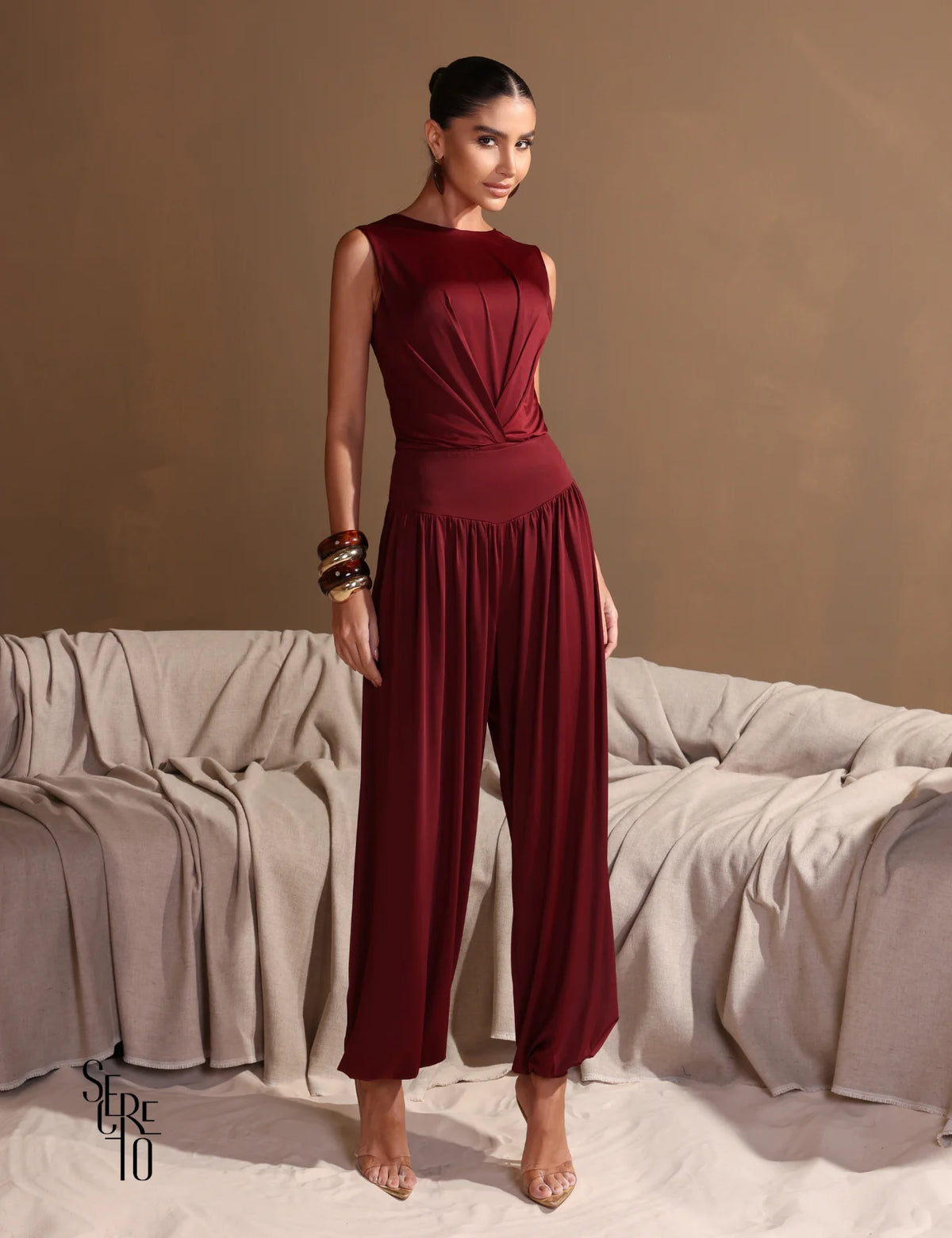 Conjunto Body e Calça Eliane Marsala