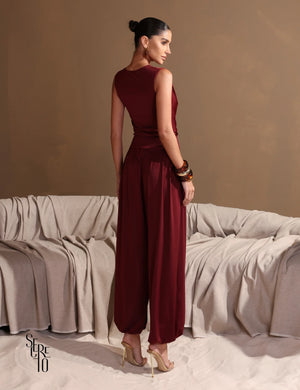 Conjunto Body e Calça Eliane Marsala