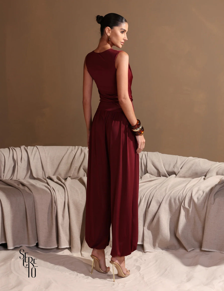 Conjunto Body e Calça Eliane Marsala