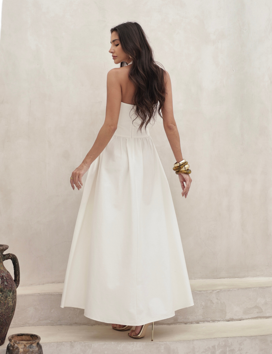 Vestido Longo Frente Única Celina Off White