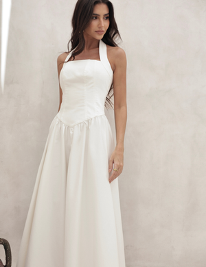 Vestido Longo Frente Única Celina Off White