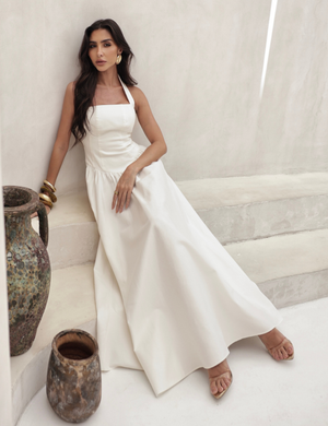 Vestido Longo Frente Única Celina Off White