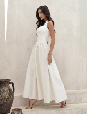Vestido Longo Frente Única Celina Off White