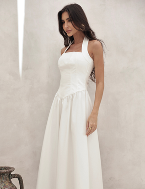 Vestido Longo Frente Única Celina Off White
