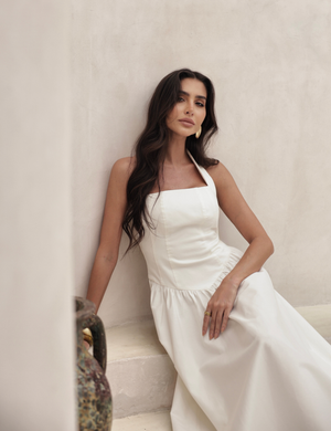 Vestido Longo Frente Única Celina Off White