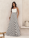 Vestido Longo Saia Listrada Thalita Azul Noite