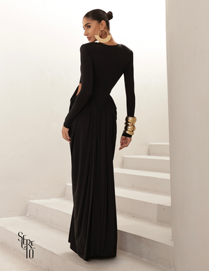 Vestido Longo Manga Longa Jessica Preto
