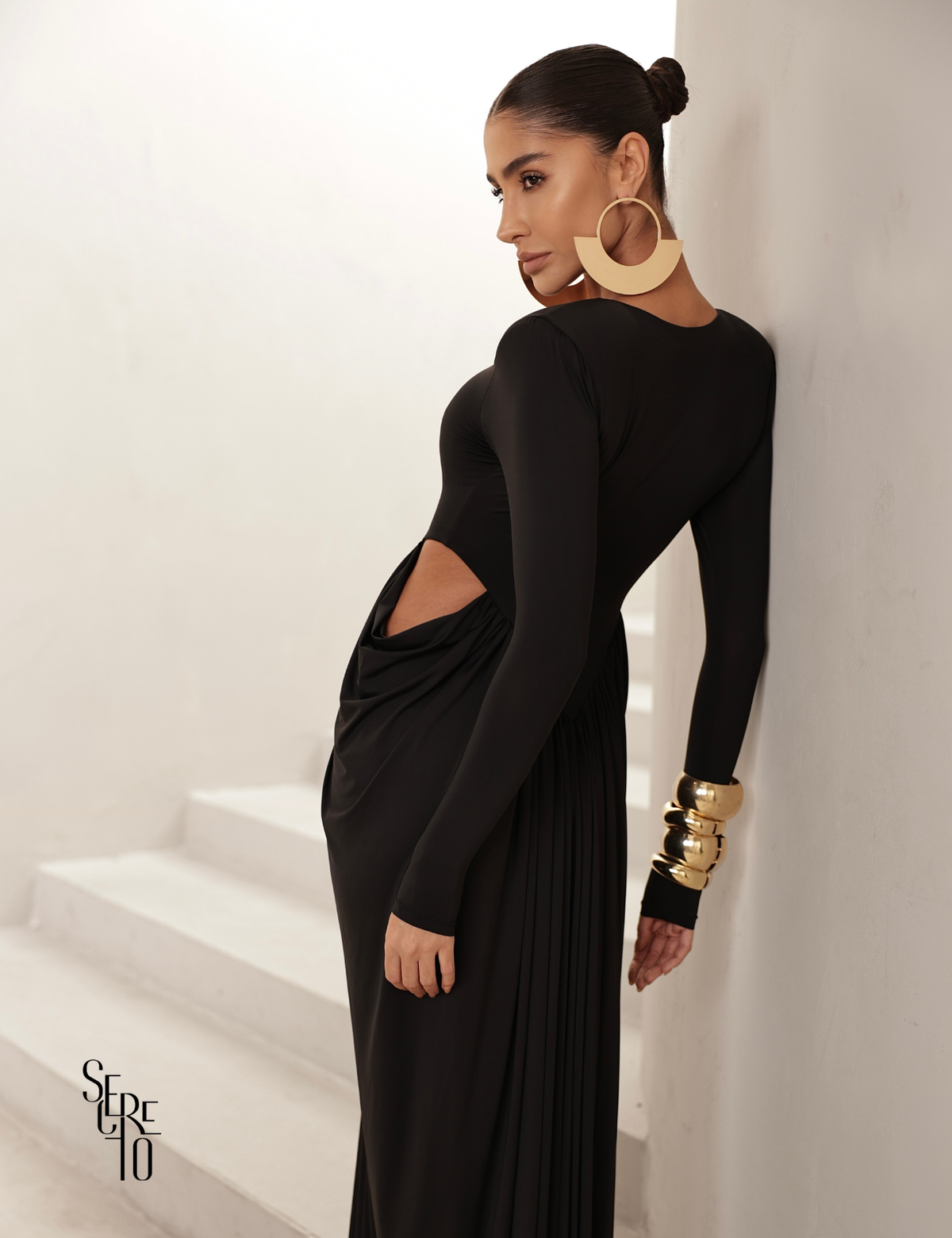Vestido Longo Manga Longa Jessica Preto