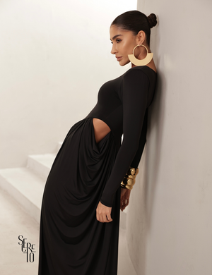 Vestido Longo Manga Longa Jessica Preto
