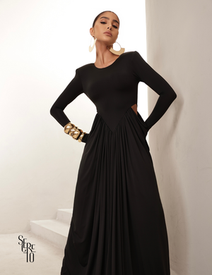 Vestido Longo Manga Longa Jessica Preto