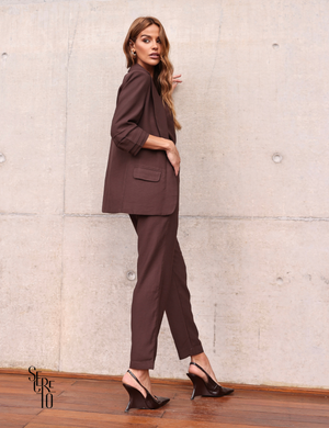 Blazer Manga 3/4 Alfaiataria Edy  Marrom