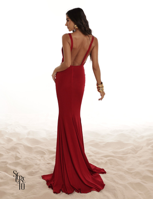 Vestido Longo Com Fenda Fabricia Vermelho