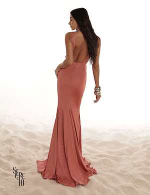 Vestido Longo Com Fenda Fabricia Rosa