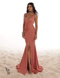 Vestido Longo Com Fenda Fabricia Rosa