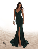 Vestido Longo Com Fenda Fabricia Verde