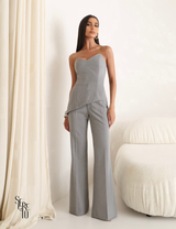 Conjunto Blusa e Calça Assimétrica Susane Cinza