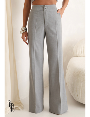 Conjunto Blusa e Calça Assimétrica Susane Cinza