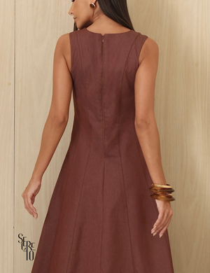 Vestido Midi Evase Taina Marrom