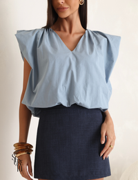 Blusa Balonê Selma Azul Claro