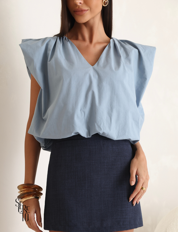 Blusa Balonê Selma Azul Claro